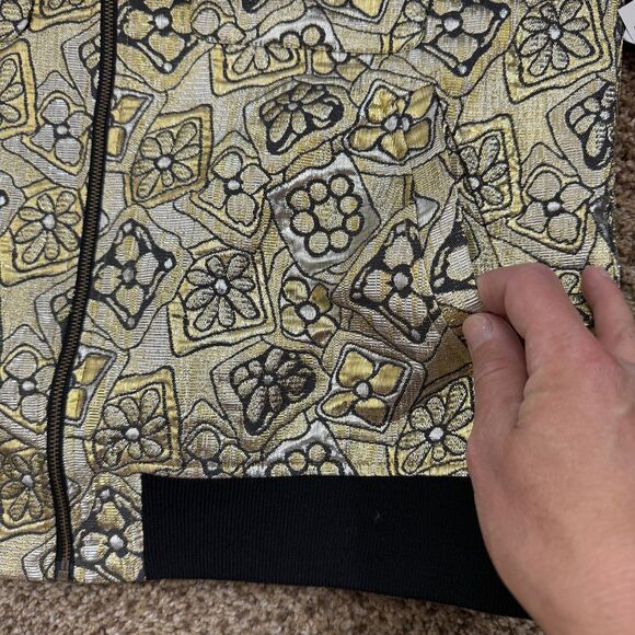 NWT Equipment Abbot Gold Metallic Jacquard Bomber Jacket Womens M - Picture 5 of 8